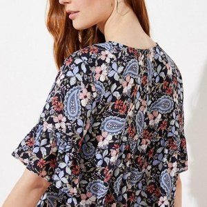 LOFT Plus Paisley Ruffle Sleeve Top, Size 20